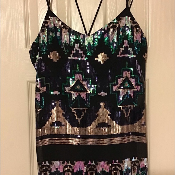 Show Me Your Mumu Crisscross Applesauce Black Sequin Dress Extra Small - Picture 3 of 4